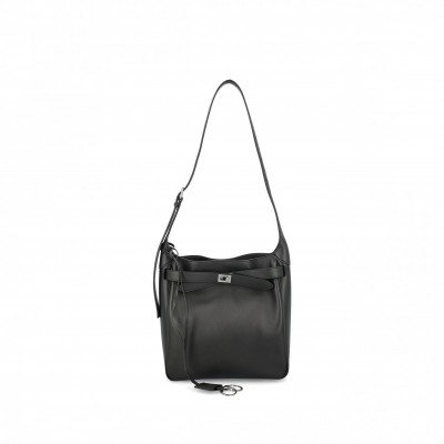 BALENCIAGA BEL AIR SMALL HOBO BAG BLACK SMOOTH CALFSKIN 8110182ABAV1000 (26.9*25.9*9.9cm)
