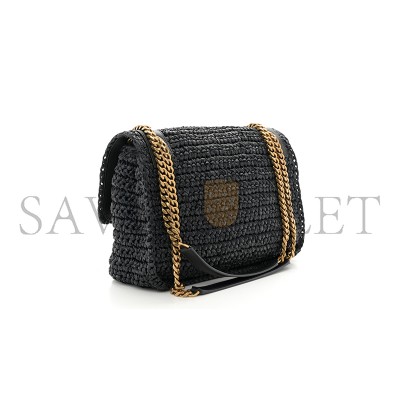YSL NIKI RAFFIA SHOULDER BAG IN BLACK 1550433 (22*16.5*12cm)