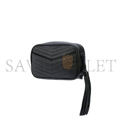 YSL MINI LOU BAG IN MATELASSÉ GRAIN DE POUDRE EMBOSSED LEATHER BLACK 5000574787 (19*10.5*5cm)