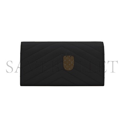 YSL CASSANDRE MATELASSÉ LARGE FLAP WALLET IN GRAIN DE POUDRE LEATHER 372264BOW081000 (19*11*3cm)