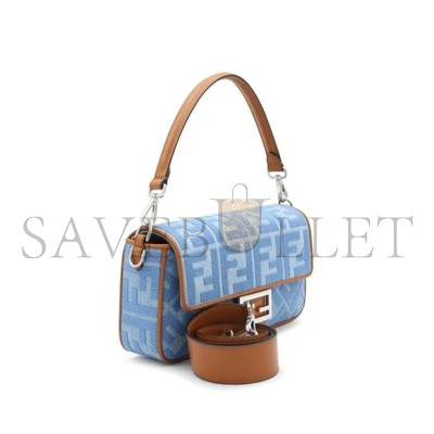 FENDI BAGUETTE FF EMBROIDERED DENIM TOTE BAG IN BLUE 8BR600AP4NF1LN5 (27*15*6cm)