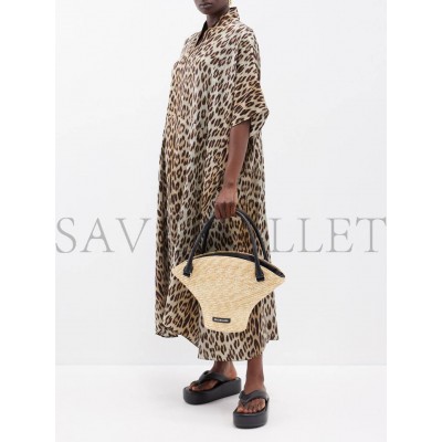 BALENCIAGA BEIGE MEDIUM LEATHER-TRIM BASKET BAG MATCHESFASHION US (40.5*28*15cm)