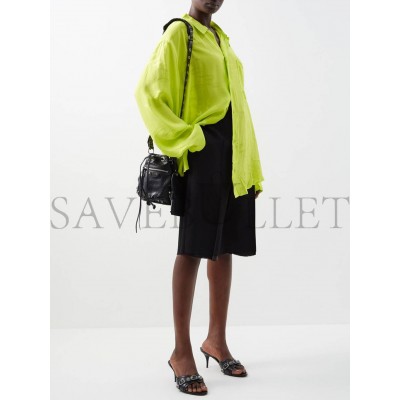 BALENCIAGA BLACK LE CAGOLE XS CRINKLED-LEATHER BUCKET BAG MATCHESFASHION US (22*20*15cm)
