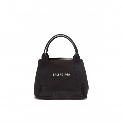 BALENCIAGA BLACK CABAS S LOGO-PRINT LEATHER-TRIM CANVAS TOTE BAG  MATCHESFASHION US (35*25*19cm)