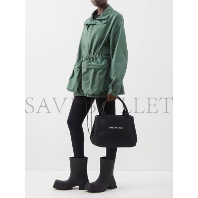BALENCIAGA BLACK CABAS S LOGO-PRINT LEATHER-TRIM CANVAS TOTE BAG  MATCHESFASHION US (35*25*19cm)