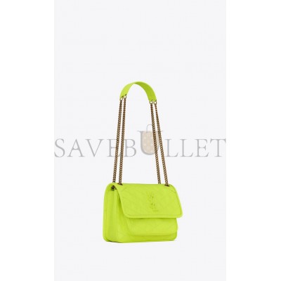 YSL NIKI BABY CHAIN BAG IN CRINKLED LAMBSKIN 633160AAA6N7109 (21*16*7.5cm)