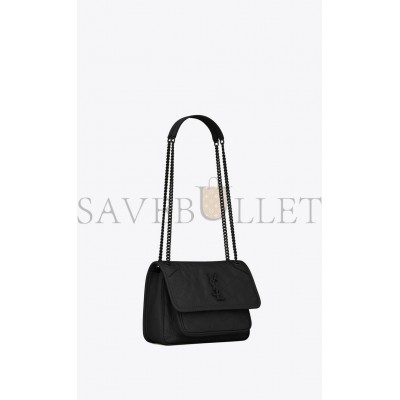 YSL NIKI BABY CHAIN BAG IN CRINKLED VINTAGE LEATHER 6331850EN081000 (21*16*7.5cm)