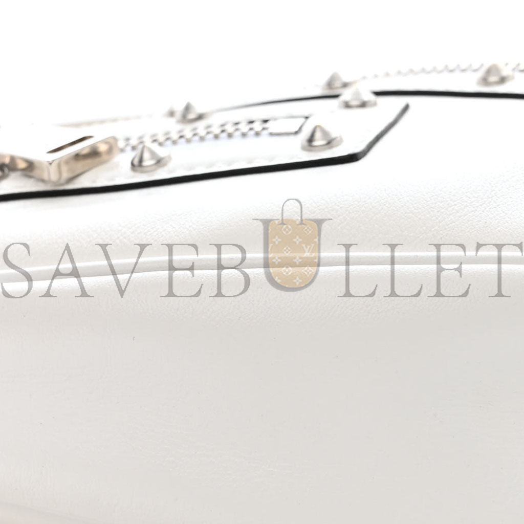 VERSACE CALFSKIN STUDDED SMALL REPEAT ZIP HOBO WHITE (29*19*5cm) VERSACE CALFSKIN STUDDED SMALL REPEAT ZIP HOBO WHITE (29*19*5cm)