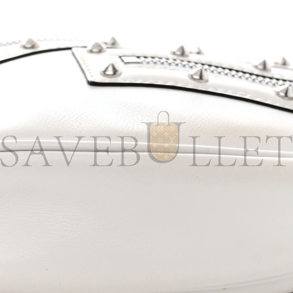VERSACE CALFSKIN STUDDED SMALL REPEAT ZIP HOBO WHITE (29*19*5cm) VERSACE CALFSKIN STUDDED SMALL REPEAT ZIP HOBO WHITE (29*19*5cm)