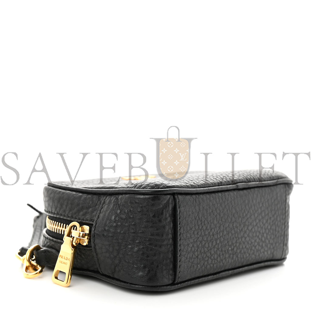 PRADA VITELLO DAINO MINI CAMERA CROSSBODY BLACK (16*10*6cm) PRADA VITELLO DAINO MINI CAMERA CROSSBODY BLACK (16*10*6cm)