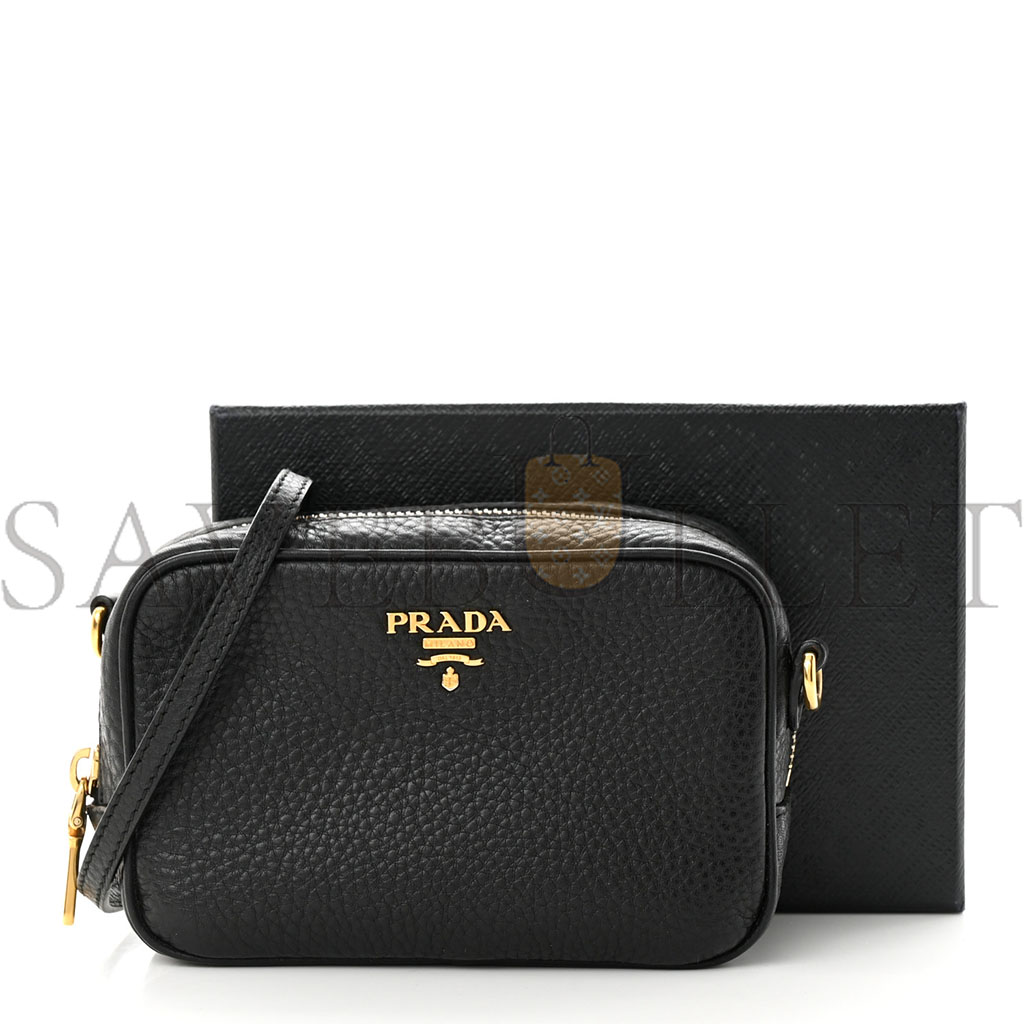 PRADA VITELLO DAINO MINI CAMERA CROSSBODY BLACK (16*10*6cm) PRADA VITELLO DAINO MINI CAMERA CROSSBODY BLACK (16*10*6cm)