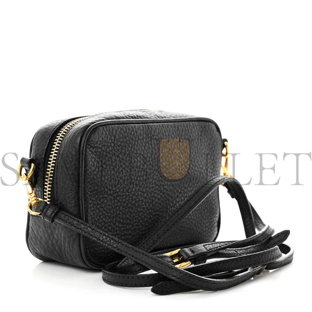 PRADA VITELLO DAINO MINI CAMERA CROSSBODY BLACK (16*10*6cm) PRADA VITELLO DAINO MINI CAMERA CROSSBODY BLACK (16*10*6cm)
