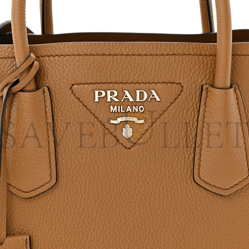PRADA VITELLO DAINO SOFT MINI DOUBLE BAG CARAMEL (25*18*10cm) PRADA VITELLO DAINO SOFT MINI DOUBLE BAG CARAMEL (25*18*10cm)