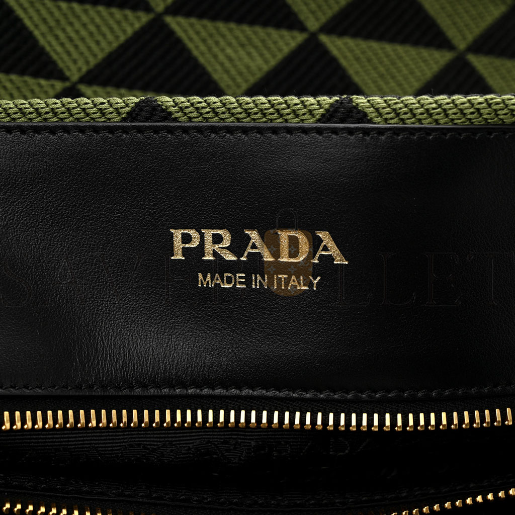 PRADA FABRIC EMBROIDERED SAFFIANO LARGE SYMBOLE TOTE BLACK EDERA (43*33*18cm) PRADA FABRIC EMBROIDERED SAFFIANO LARGE SYMBOLE TOTE BLACK EDERA (43*33*18cm)