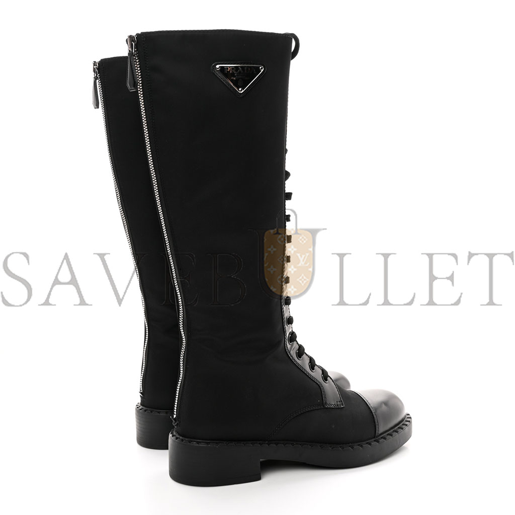 PRADA RE-NYLON SPAZZOLATO ROIS METAL TRIANGLE LOGO TALL 50MM COMBAT BOOTS 38.5 BLACK PRADA RE-NYLON SPAZZOLATO ROIS METAL TRIANGLE LOGO TALL 50MM COMBAT BOOTS 38.5 BLACK