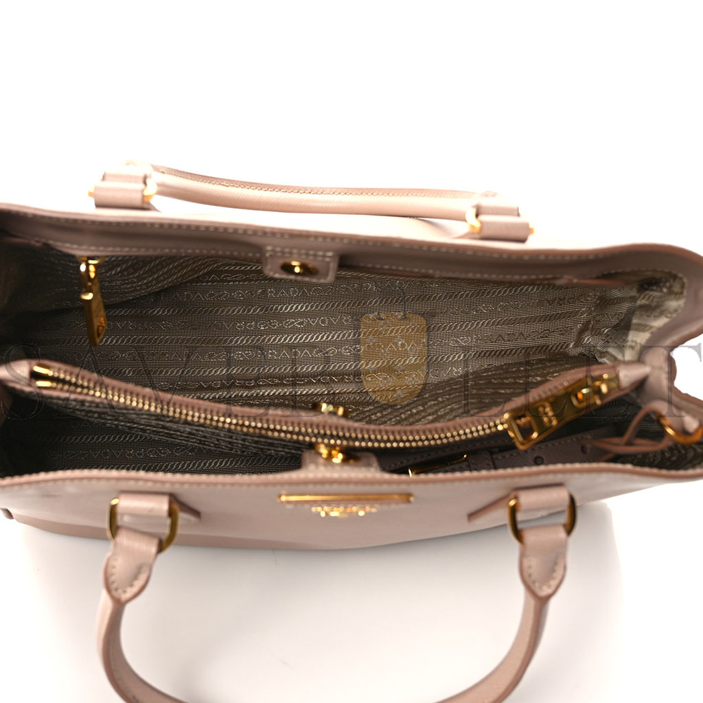 PRADA SAFFIANO MEDIUM GALLERIA DOUBLE ZIP TOTE CAMMEO (32*20*13cm) PRADA SAFFIANO MEDIUM GALLERIA DOUBLE ZIP TOTE CAMMEO (32*20*13cm)