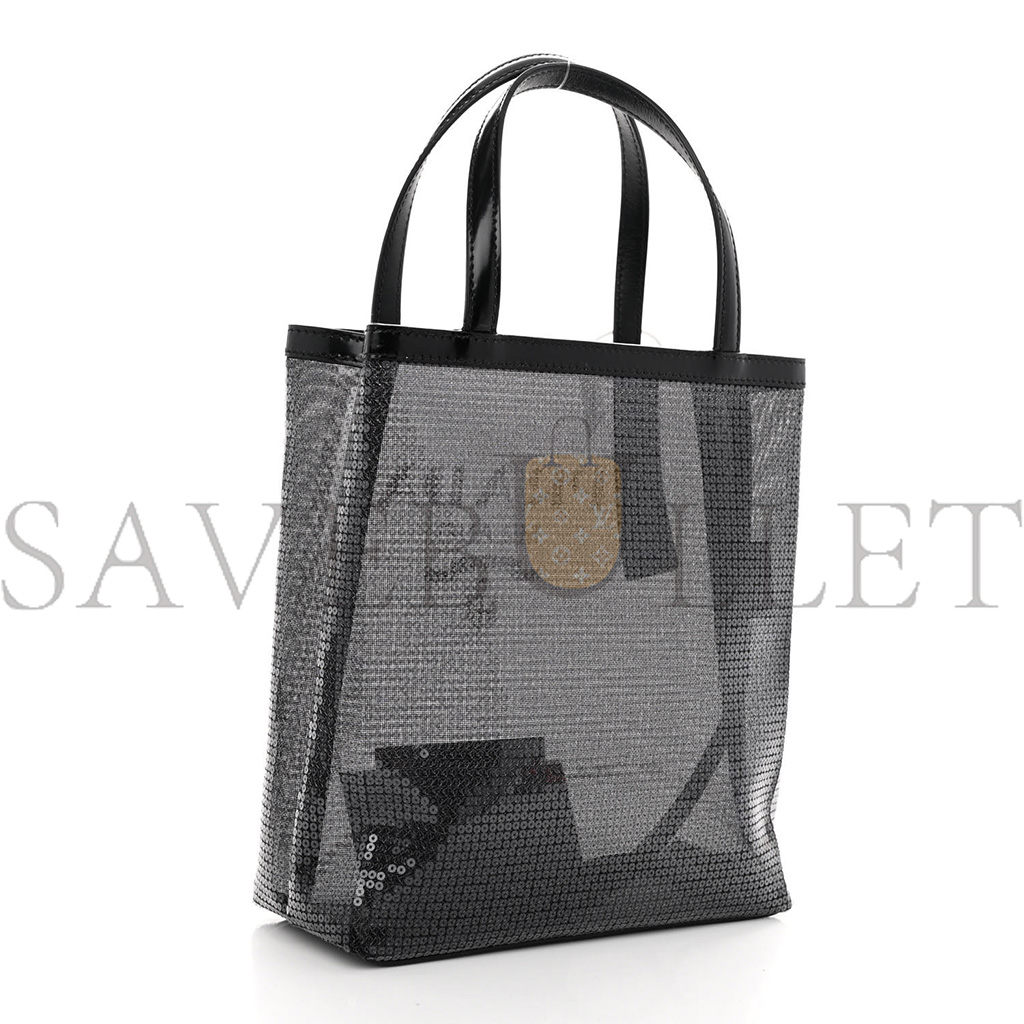 PRADA SEQUIN MESH SMALL TOTE BAG BLACK (22*20*8cm) PRADA SEQUIN MESH SMALL TOTE BAG BLACK (22*20*8cm)