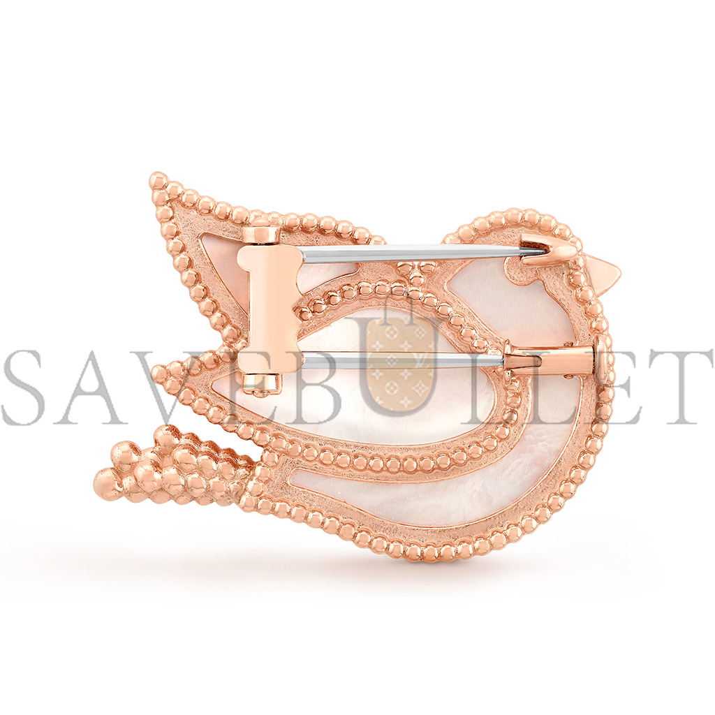 VAN CLEEF ARPELS LUCKY ANIMALS DOVE CLIP - ROSE GOLD, MOTHER-OF-PEARL, ONYX  VCARP2AR00