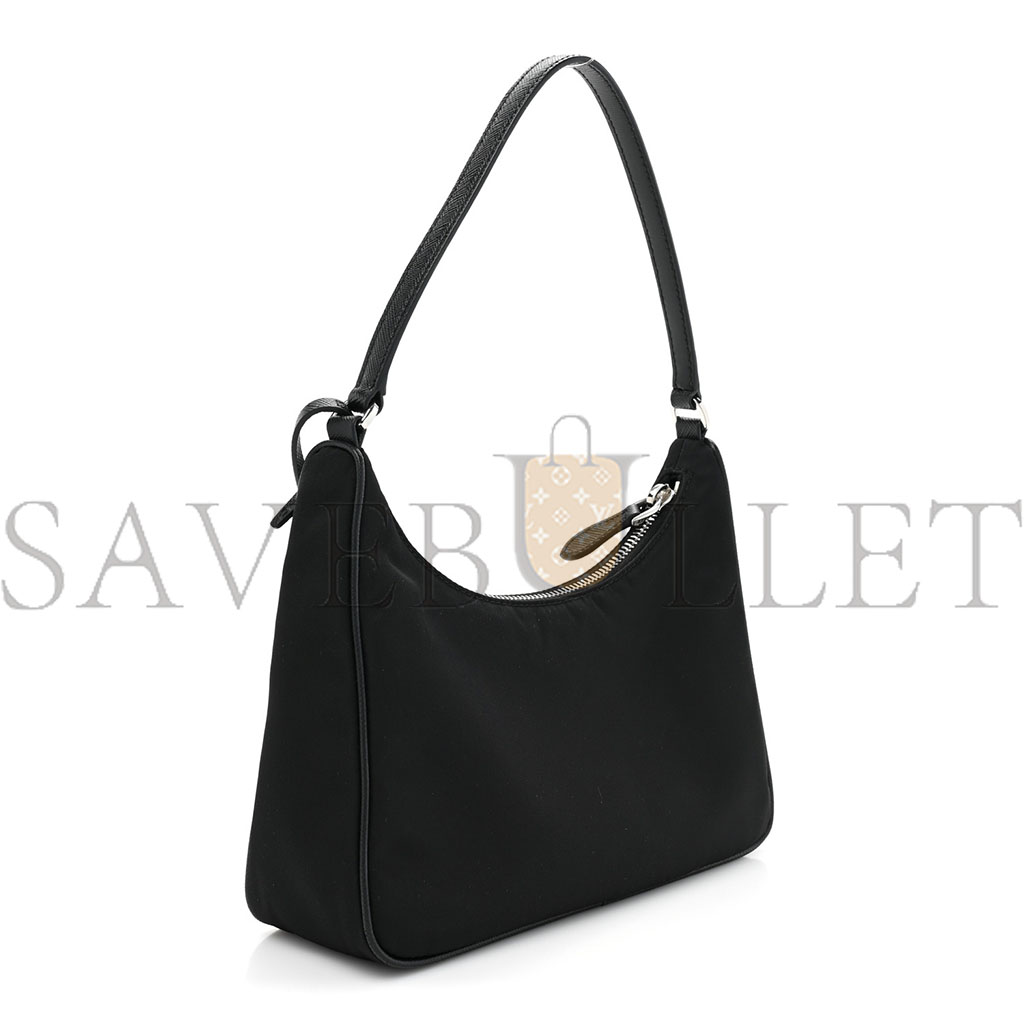 PRADA TESSUTO NYLON SAFFIANO MINI RE-EDITION 2005 BAG BLACK (23*14*8cm) PRADA TESSUTO NYLON SAFFIANO MINI RE-EDITION 2005 BAG BLACK (23*14*8cm)