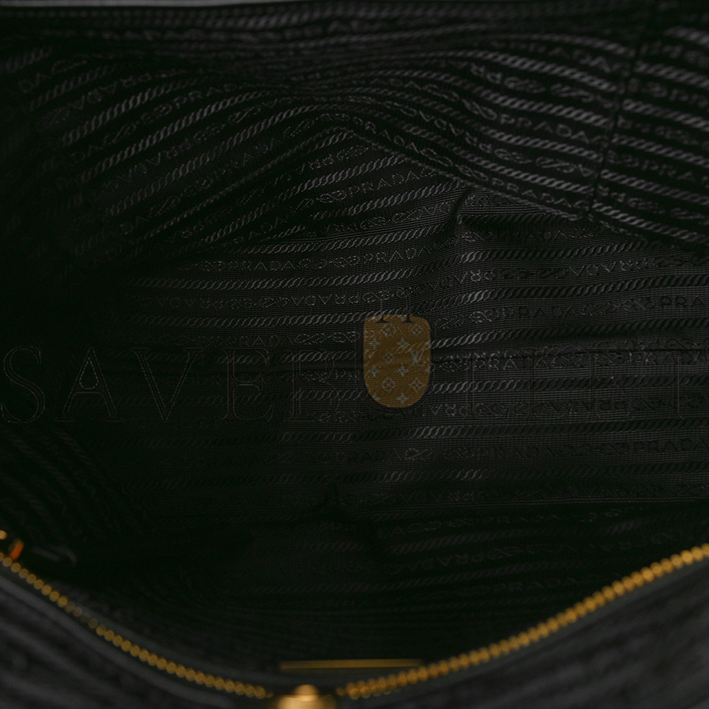 PRADA TESSUTO NYLON SOFT CALF SHOPPING TOTE BLACK (30*25*15cm) PRADA TESSUTO NYLON SOFT CALF SHOPPING TOTE BLACK (30*25*15cm)