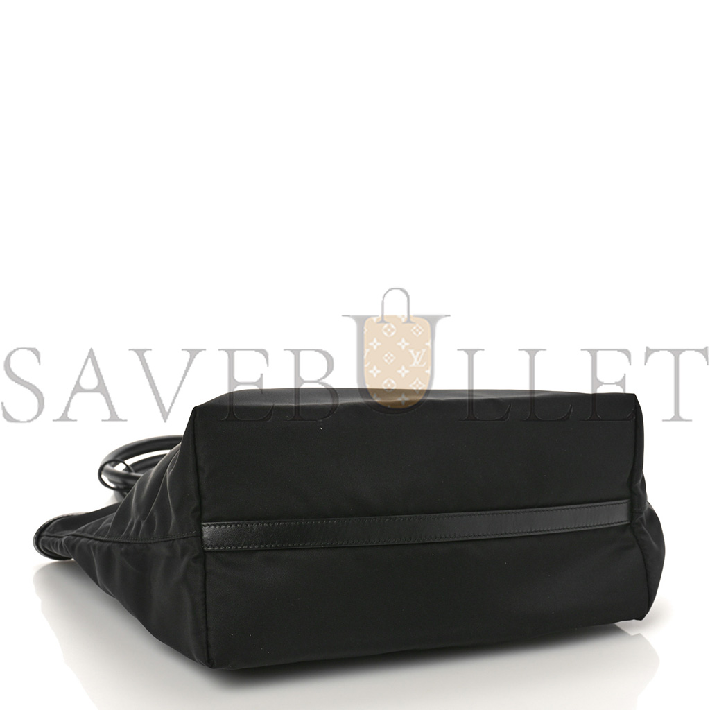 PRADA TESSUTO NYLON SOFT CALF SHOPPING TOTE BLACK (30*25*15cm) PRADA TESSUTO NYLON SOFT CALF SHOPPING TOTE BLACK (30*25*15cm)