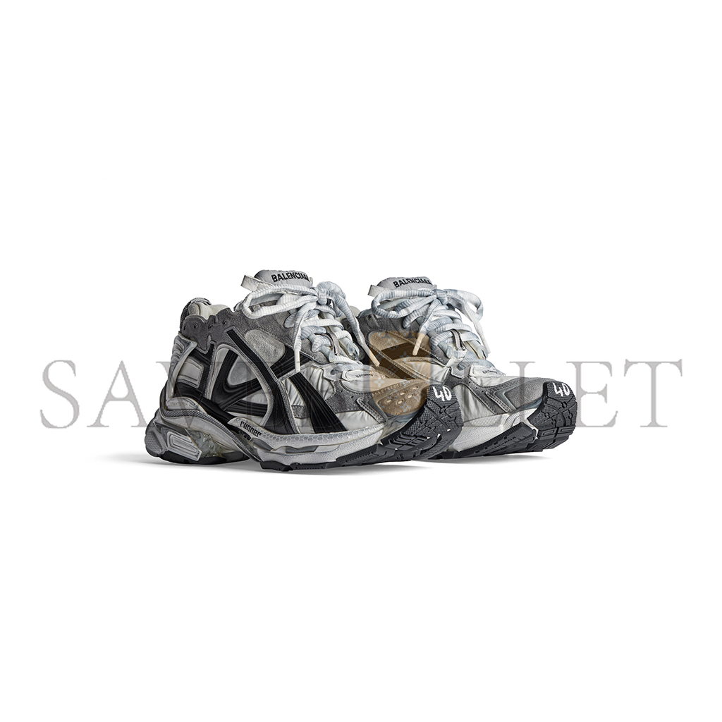 BALENCIAGA MEN'S RUNNER SNEAKER IN GREY WHITE BLACK 772774W3RNY9012 BALENCIAGA MEN'S RUNNER SNEAKER IN GREY WHITE BLACK 772774W3RNY9012