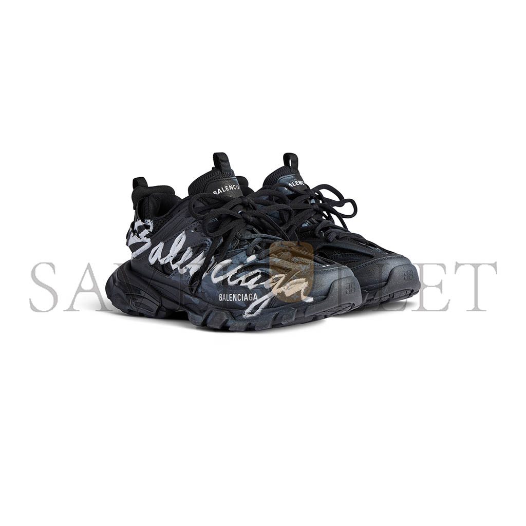 BALENCIAGA WOMEN'S TRACK SIGNATURE SNEAKER IN BLACK WHITE 542023WTRHW1090 BALENCIAGA WOMEN'S TRACK SIGNATURE SNEAKER IN BLACK WHITE 542023WTRHW1090