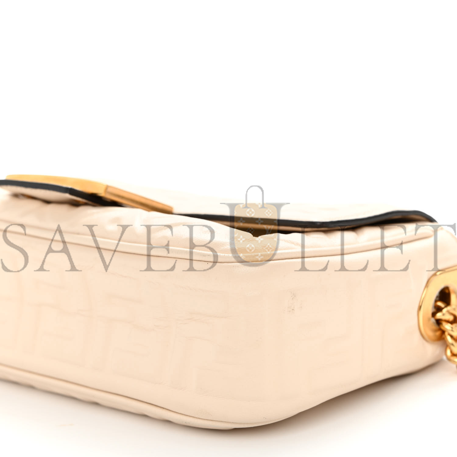 FENDI NAPPA SMALL FF EMBOSSED MIDI CHAIN BAGUETTE WHITE (23*13*6cm) FENDI NAPPA SMALL FF EMBOSSED MIDI CHAIN BAGUETTE WHITE (23*13*6cm)