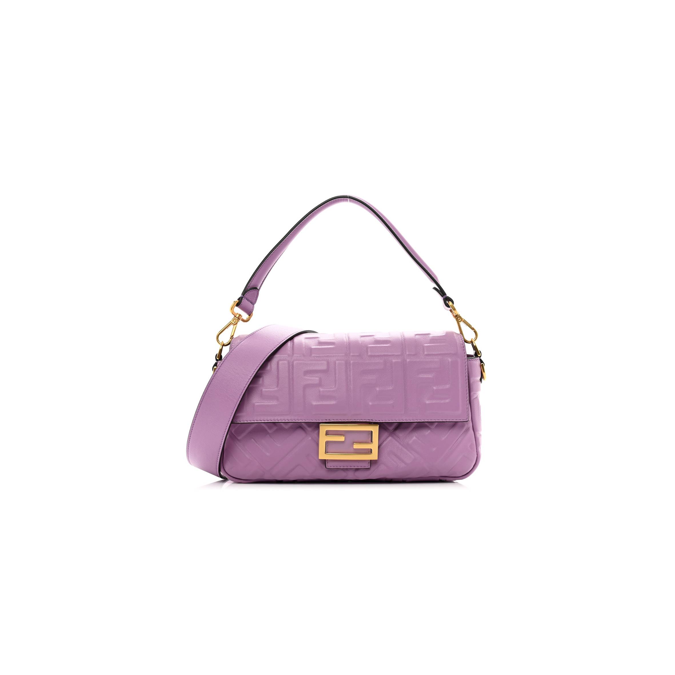 FENDI NAPPA FF 1974 EMBOSSED BAGUETTE AGAPANTO (26*14*6cm) FENDI NAPPA FF 1974 EMBOSSED BAGUETTE AGAPANTO (26*14*6cm)