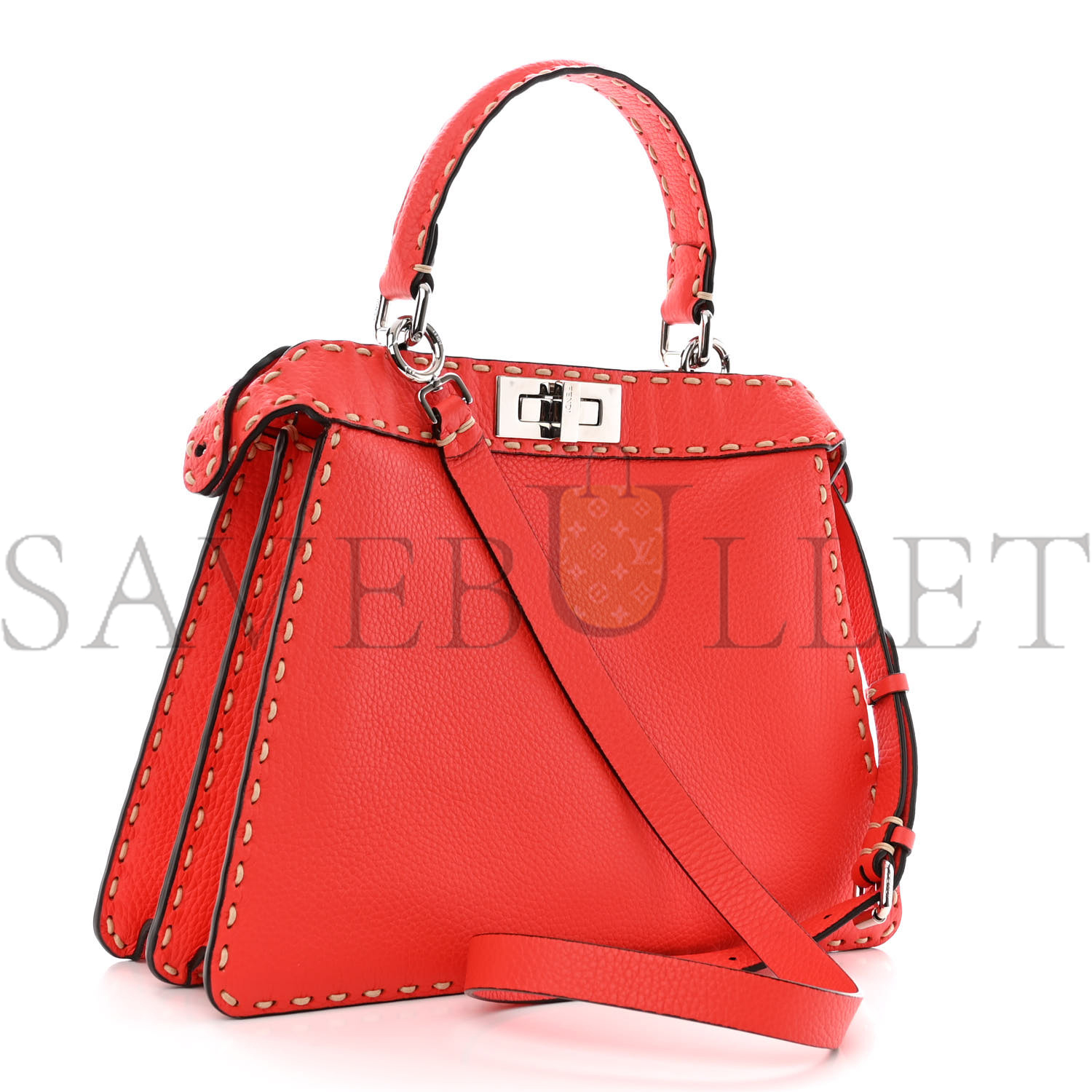 FENDI VITELLO GRANATO CAMOSCIO SELLERIA MACRO STITCHINGS MEDIUM PEEKABOO I SEE U SATCHEL TULLIPANO (34*25*8cm) FENDI VITELLO GRANATO CAMOSCIO SELLERIA MACRO STITCHINGS MEDIUM PEEKABOO I SEE U SATCHEL TULLIPANO (34*25*8cm)