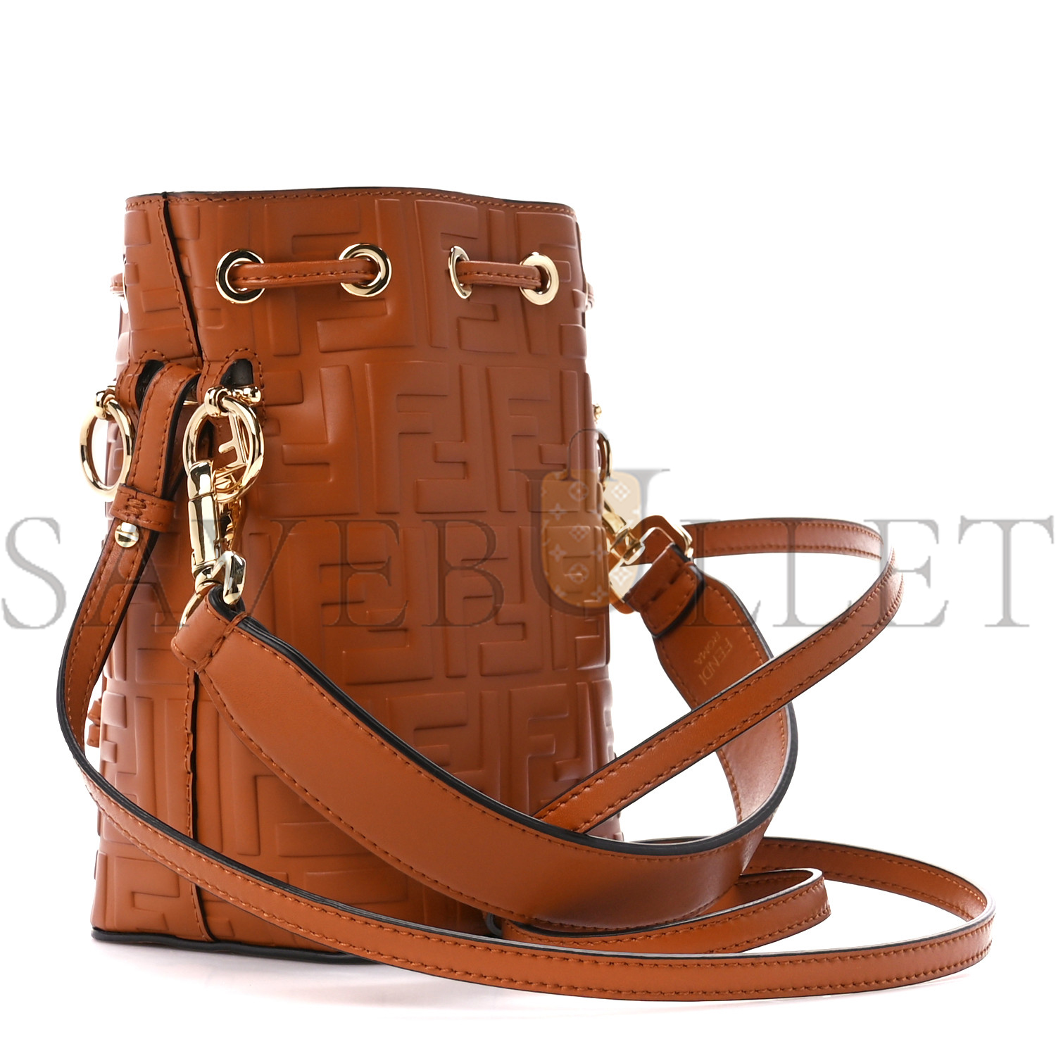 FENDI VITELLO LIBERTY F IS FENDI FF 1974 EMBOSSED MINI MON TRESOR BUCKET BAG BRANDY (20*13*11cm) FENDI VITELLO LIBERTY F IS FENDI FF 1974 EMBOSSED MINI MON TRESOR BUCKET BAG BRANDY (20*13*11cm)