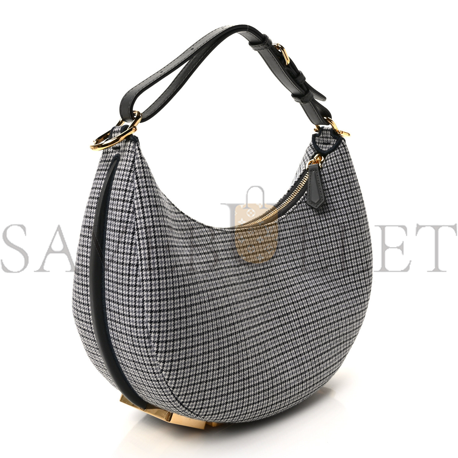 FENDI WOOL VITELLO GRACE SMALL HOUNDSTOOTH SMALL FENDIGRAPHY HOBO BAG GRIGIO ANTHRACITE (28*21*8cm) FENDI WOOL VITELLO GRACE SMALL HOUNDSTOOTH SMALL FENDIGRAPHY HOBO BAG GRIGIO ANTHRACITE (28*21*8cm)