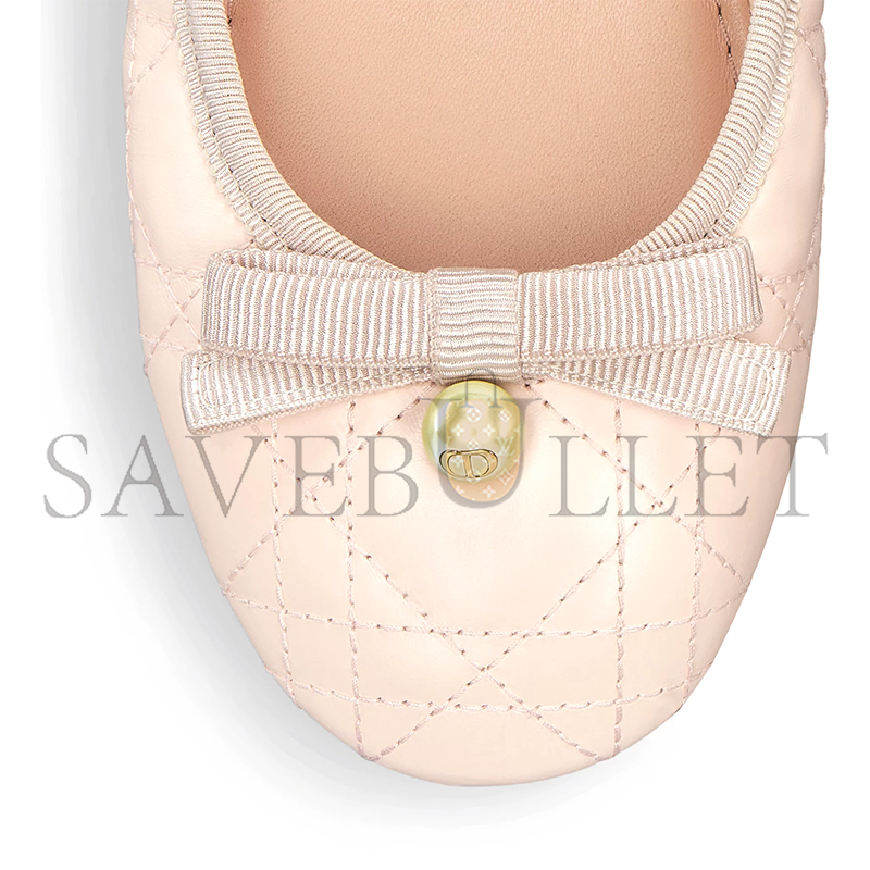D*or ballet flat rose quartz quilted cannage calfskin kdb877cqc_s34p