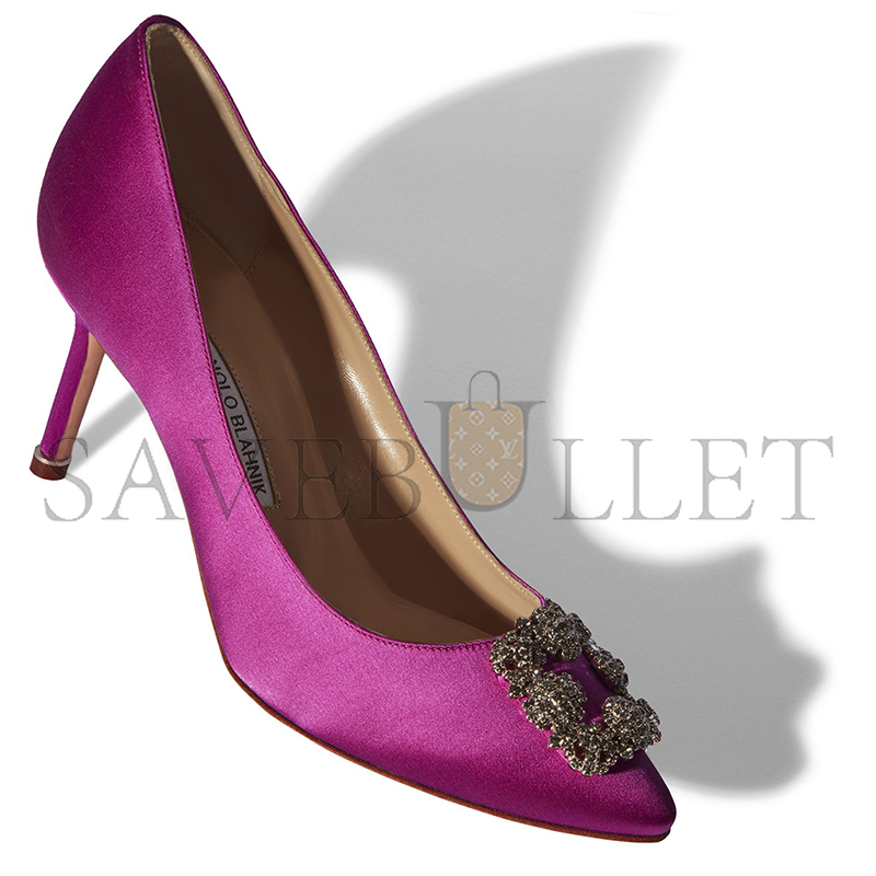 MANOLO BLAHNIK HANGISI 70 DARK FUCHSIA SATIN JEWEL BUCKLE PUMPS 9XX-0662-0038 MANOLO BLAHNIK HANGISI 70 DARK FUCHSIA SATIN JEWEL BUCKLE PUMPS 9XX-0662-0038