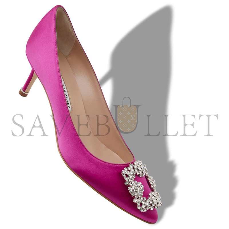 MANOLO BLAHNIK HANGISI 50 DARK FUCHSIA SATIN JEWEL BUCKLE PUMPS 9XX-0315-0054 MANOLO BLAHNIK HANGISI 50 DARK FUCHSIA SATIN JEWEL BUCKLE PUMPS 9XX-0315-0054