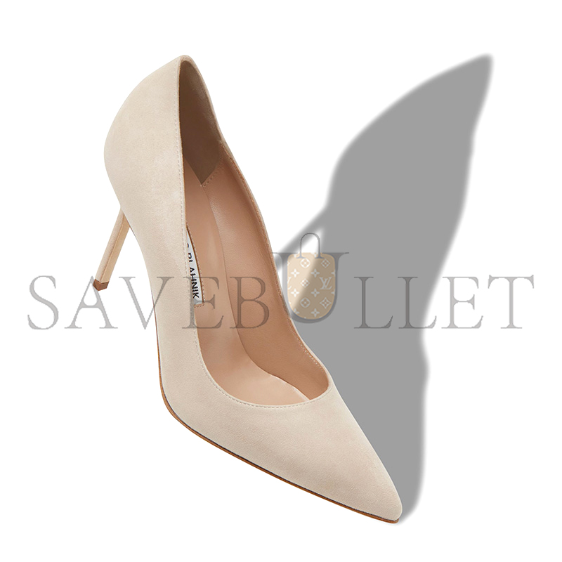 MANOLO BLAHNIK BB 90 LIGHT BEIGE SUEDE POINTED TOE PUMPS 9XX-0416-0015 MANOLO BLAHNIK BB 90 LIGHT BEIGE SUEDE POINTED TOE PUMPS 9XX-0416-0015