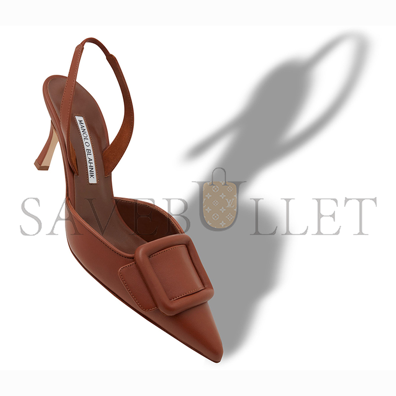 MANOLO BLAHNIK MAYSLI BROWN NAPPA LEATHER SLINGBACK PUMPS 219-0254-0033 MANOLO BLAHNIK MAYSLI BROWN NAPPA LEATHER SLINGBACK PUMPS 219-0254-0033