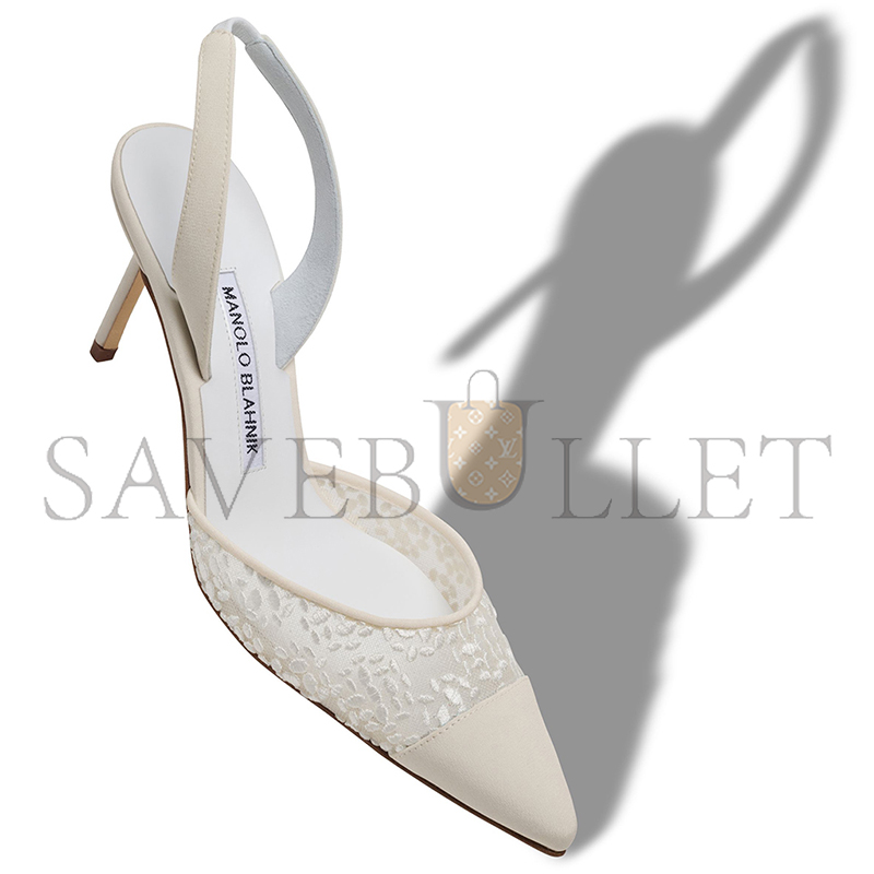 MANOLO BLAHNIK CAPSLI WHITE LACE SLINGBACK PUMPS 324-2950-0001 MANOLO BLAHNIK CAPSLI WHITE LACE SLINGBACK PUMPS 324-2950-0001