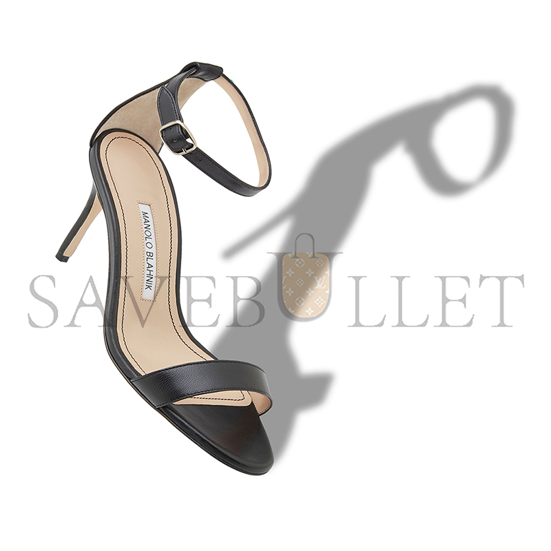 MANOLO BLAHNIK CHAOS BLACK NAPPA LEATHER ANKLE STRAP SANDALS 9XX-0747-0016 MANOLO BLAHNIK CHAOS BLACK NAPPA LEATHER ANKLE STRAP SANDALS 9XX-0747-0016