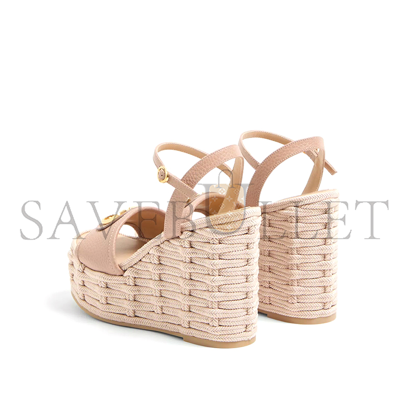 VALENTINO VLOGO SIGNATURE WEDGE SANDAL IN GRAINY CALFSKIN 120MM 6W0S0LY9DTW_GF9