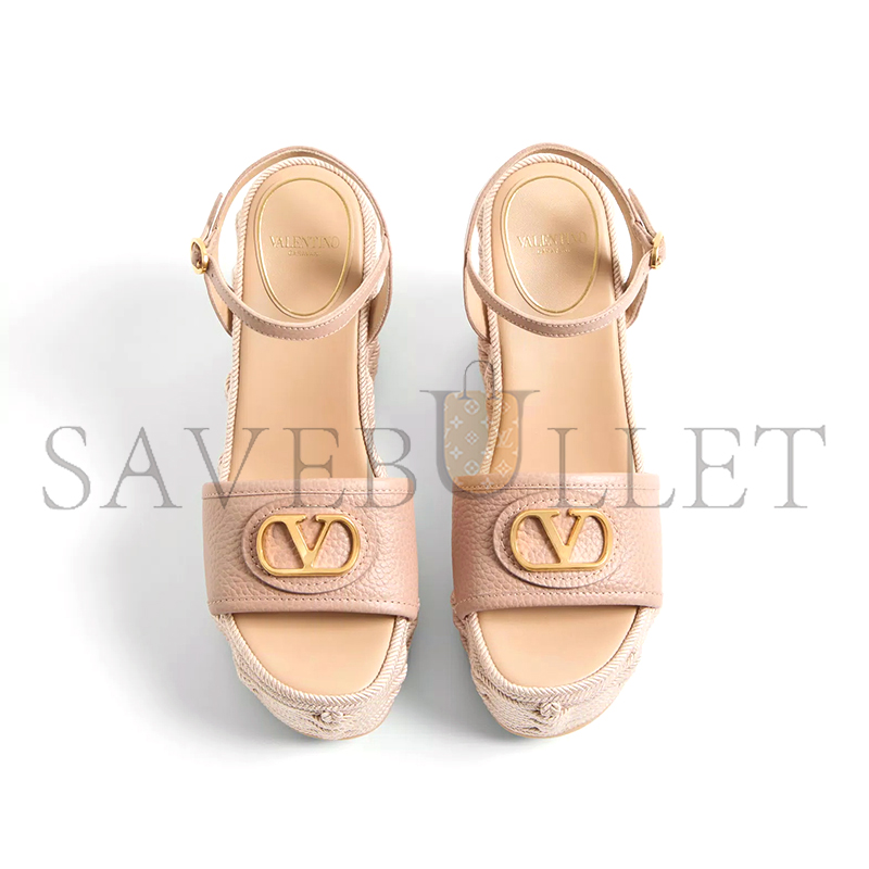 VALENTINO VLOGO SIGNATURE WEDGE SANDAL IN GRAINY CALFSKIN 120MM 6W0S0LY9DTW_GF9