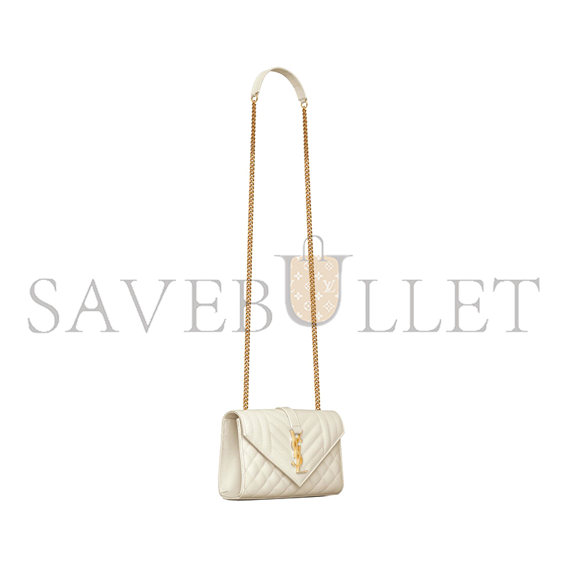YSL ENVELOPE SMALL IN QUILTED GRAIN DE POUDRE EMBOSSED LEATHER 600195BOW919207 (21*13*6cm)