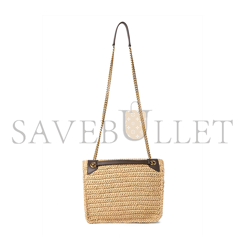 YSL NIKI RAFFIA SHOULDER BAG IN BEIGE 098096618922 (22*16.5*12cm)