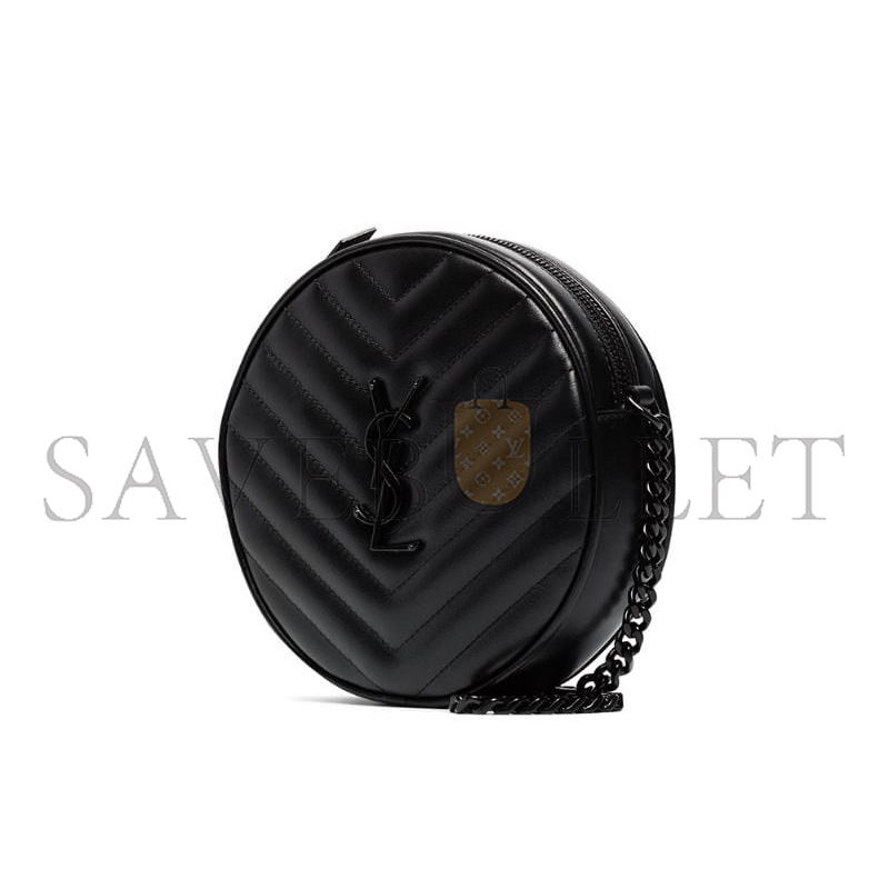 YSL VINYLE ROUND CAMERA BAG IN QUILTED LEATHER 610436DV7081000 (17*17*5.5cm)