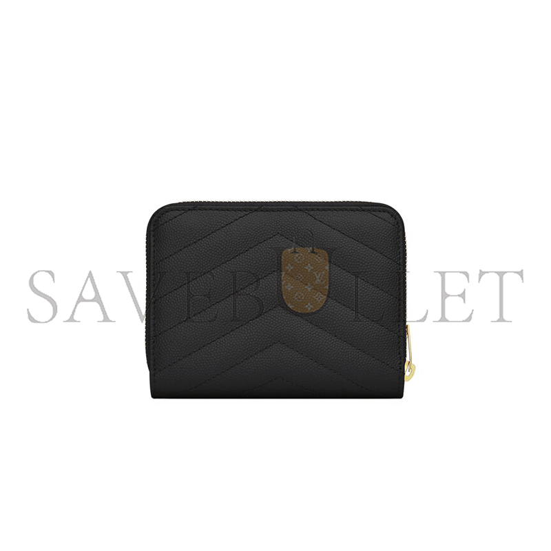 YSL CASSANDRE MATELASSÉ COMPACT ZIP AROUND WALLET IN GRAIN DE POUDRE LEATHER 668288BOW011000 (12*10*3cm)