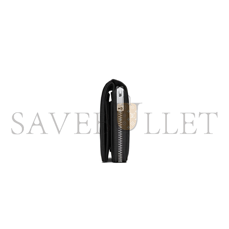 YSL CASSANDRE MATELASSÉ COMPACT ZIP AROUND WALLET IN GRAIN DE POUDRE LEATHER 668288BOW021000 (12*10*3cm)