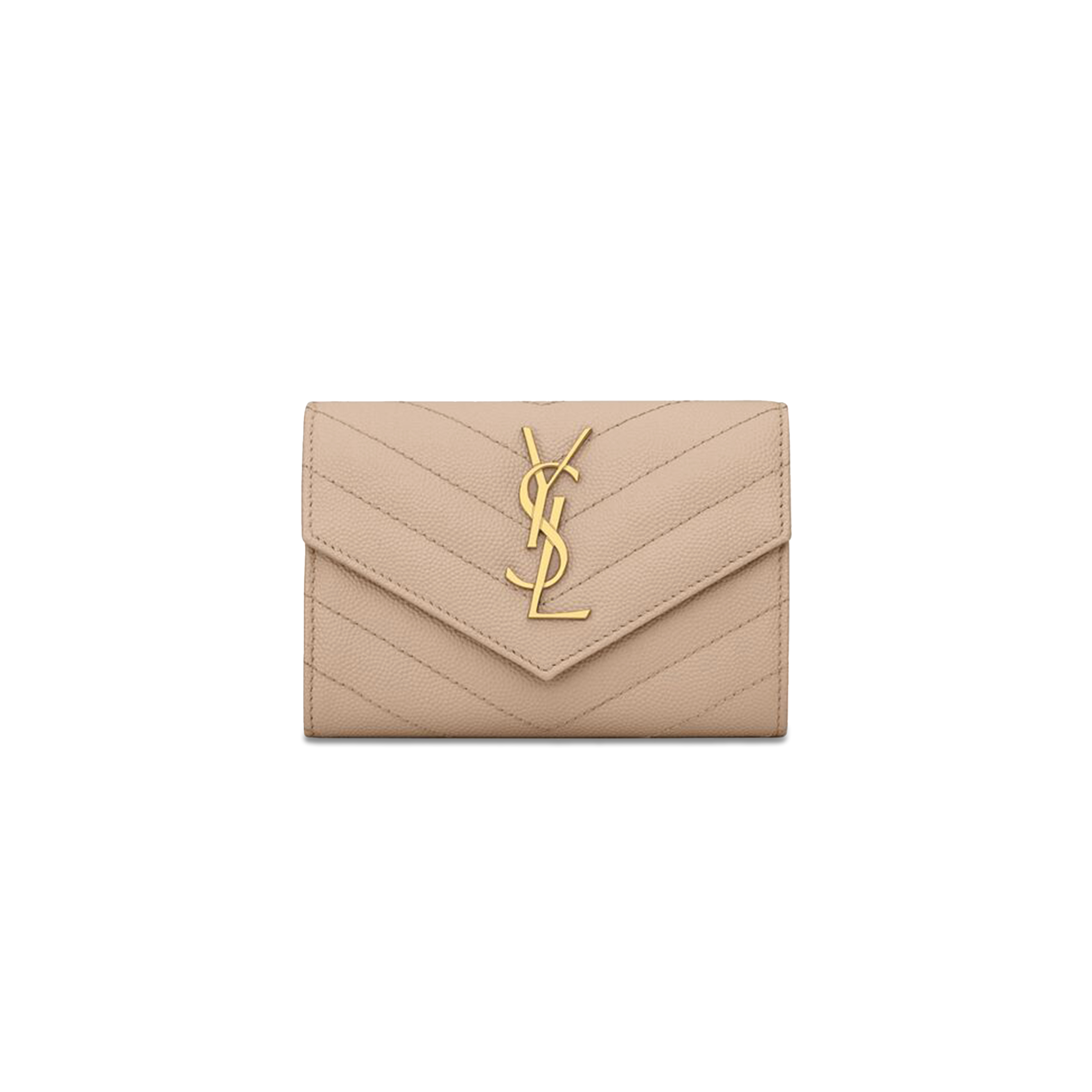 YSL CASSANDRE MATELASSÉ SMALL ENVELOPE WALLET IN GRAIN DE POUDRE LEATHER 414404BOW012721 (13.5*9.5*3cm)