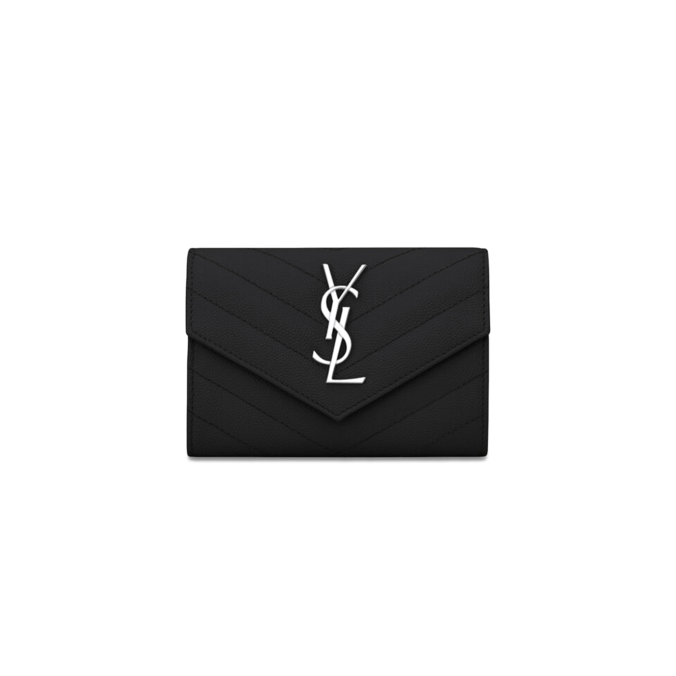 YSL CASSANDRE MATELASSÉ SMALL ENVELOPE WALLET IN GRAIN DE POUDRE LEATHER 414404BOW021000 (13.5*9.5*3cm)