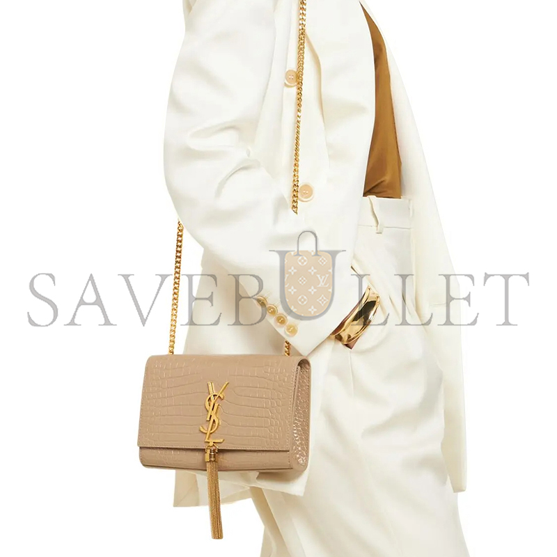 YSL KATE SMALL TASSEL IN CROCODILE-EMBOSSED LEATHER 474366DND0J2721 (20*12.5*5cm)