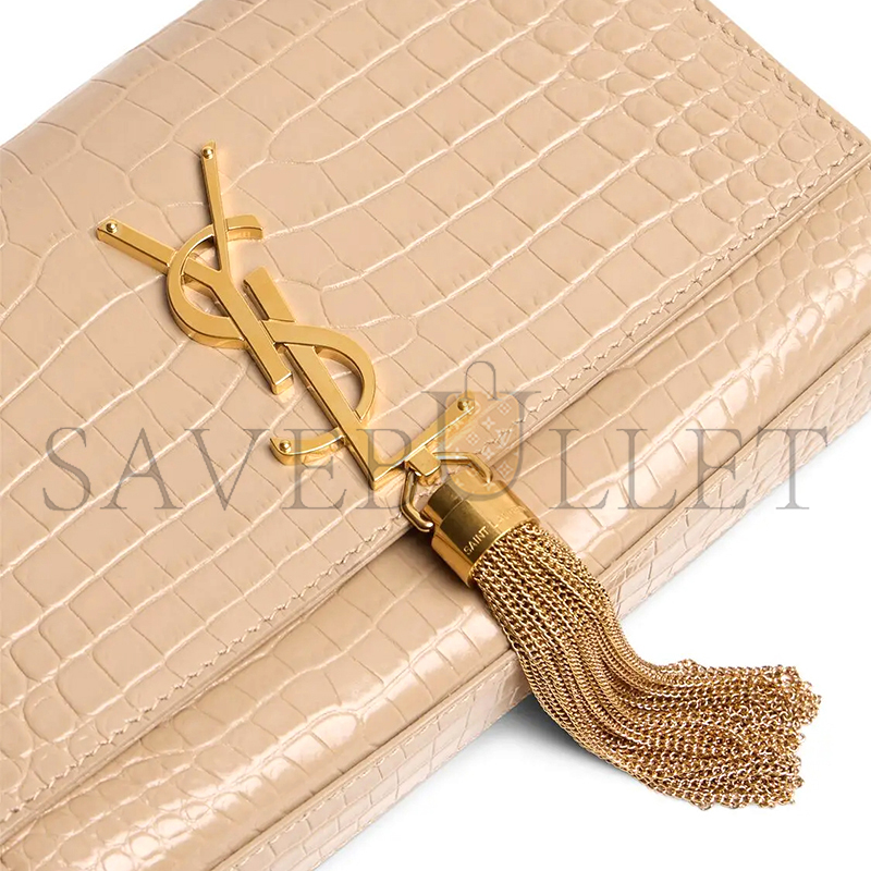 YSL KATE SMALL TASSEL IN CROCODILE-EMBOSSED LEATHER 474366DND0J2721 (20*12.5*5cm)